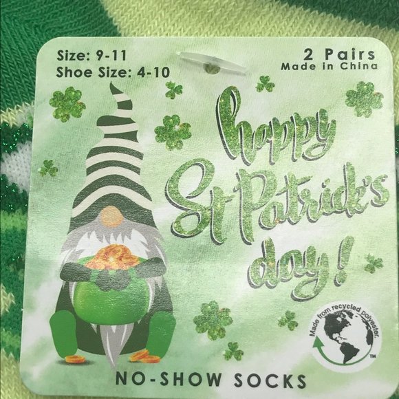 Lot of 4 St Patrick's Day Women's Shoe Size 4-10 No Show Socks Peanuts/Unicorn - Picture 9 of 14